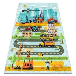 Tapis lavable JUNIOR 52105.801 Chantier de construction, rues pour les enfants antidérapant - bleu
