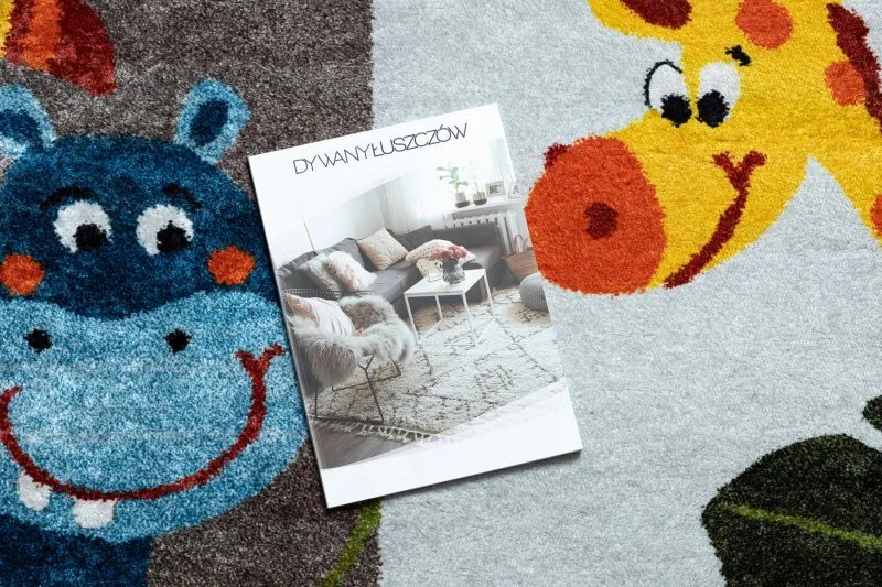 Dywan do prania JUNIOR 51858.802 Zwierzęta, Afryka dla dzieci, antypoślizgowy - szary