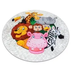 Tapis lavable JUNIOR 51595.801 cercle animaux, Afrique pour les enfants antidérapant - gris