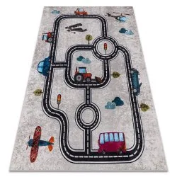 Tapis lavable JUNIOR 52242.801 Ville, rues pour les enfants antidérapant - beige / noir