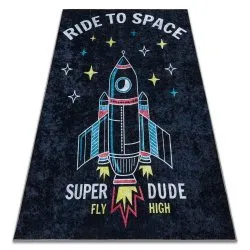 Tapis lavable JUNIOR 52069.801 Fusée spatiale pour les enfants antidérapant - noir