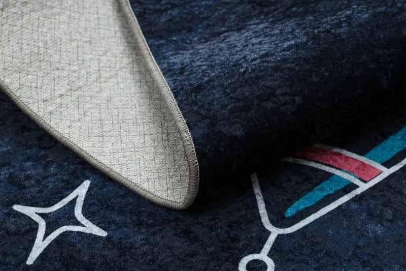 Dywan do prania JUNIOR 52069.801 Kosmos, rakieta dla dzieci, antypoślizgowy - czarny