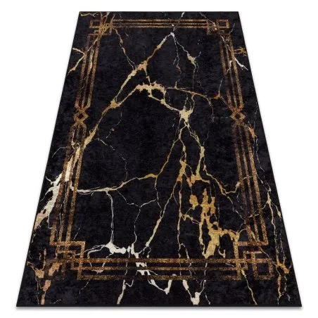 Tapis lavable MIRO 51333.801 Marbre, cadre antidérapant - noir / or
