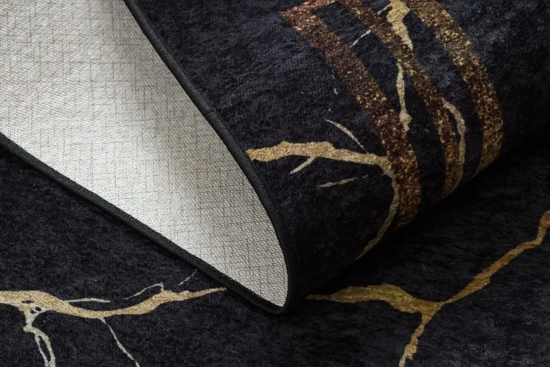 Tapis lavable MIRO 51333.801 Marbre, cadre antidérapant - noir / or