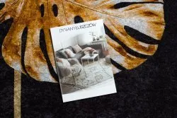 Tapis lavable MIRO 51518.805 Feuilles, cadre antidérapant - noir / or