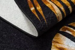 Tapis lavable MIRO 51518.805 Feuilles, cadre antidérapant - noir / or