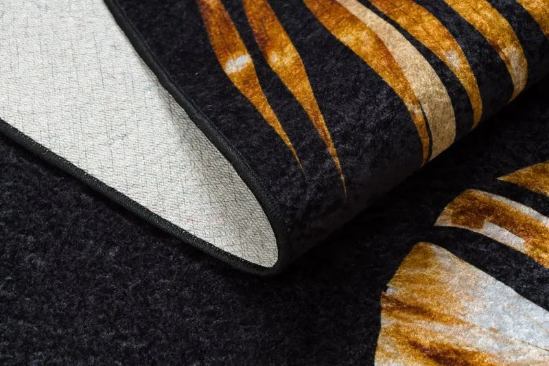 Tapis lavable MIRO 51518.805 Feuilles, cadre antidérapant - noir / or