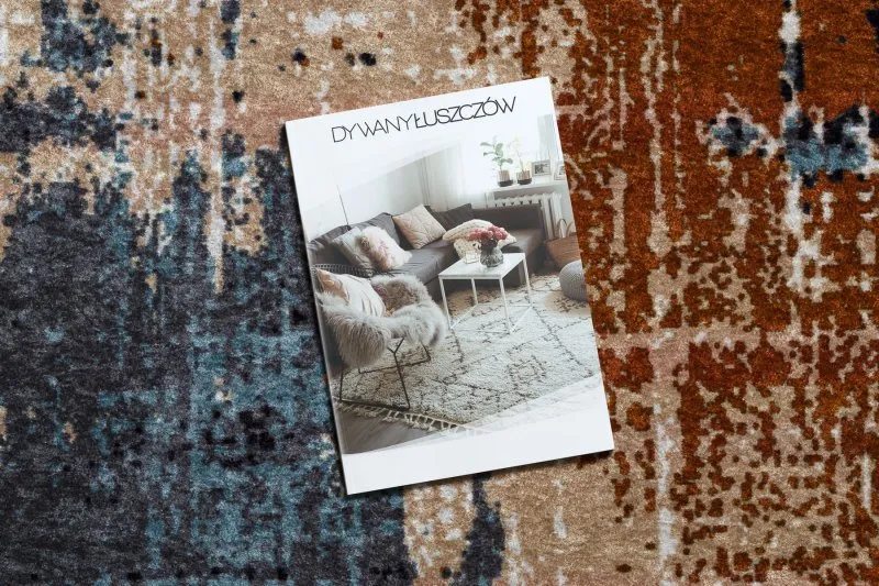 Tapis lavable MIRO 51454.802 Abstraction antidérapant - bleu foncé / beige