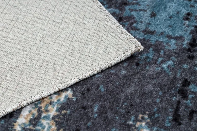 Tapis lavable MIRO 51454.802 Abstraction antidérapant - bleu foncé / beige