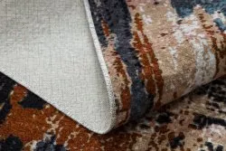 Tapis lavable MIRO 51454.802 Abstraction antidérapant - bleu foncé / beige