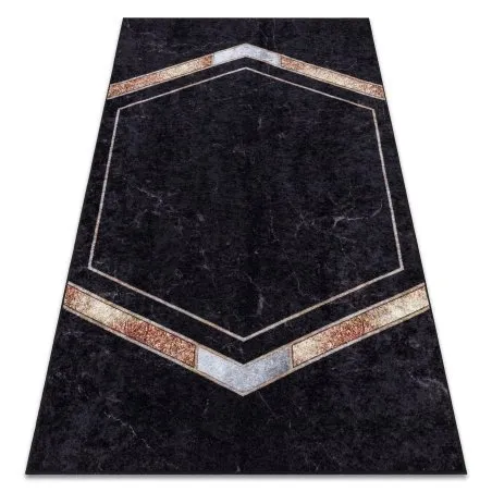 Tapis lavable MIRO 52025.802 Marbre, géométrique antidérapant - noir