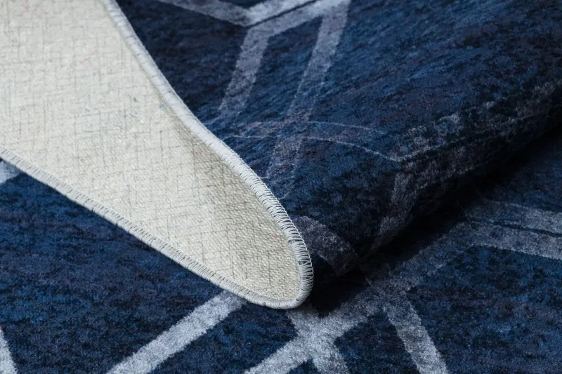 Tapis lavable MIRO 51805.802 Géométrique, treillis antidérapant - bleu