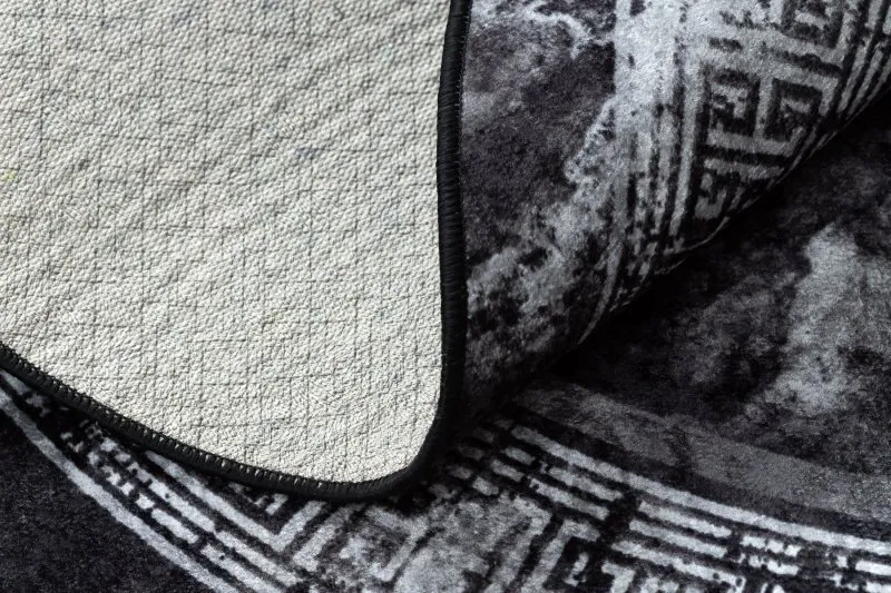 Tapis lavable MIRO 51199.807 cercle Marbre, grec antidérapant - noir / blanc