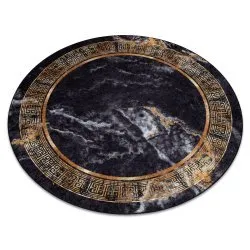 Tapis lavable MIRO 51199.806 cercle Marbre, grec antidérapant - noir / or