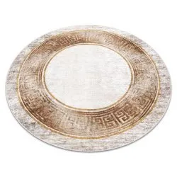 Tapis lavable MIRO 51236.807 cercle Marbre, grec antidérapant - beige / or