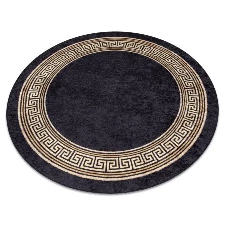 Tapis lavable MIRO 51360.802 cercle Grec antidérapant - noir / or