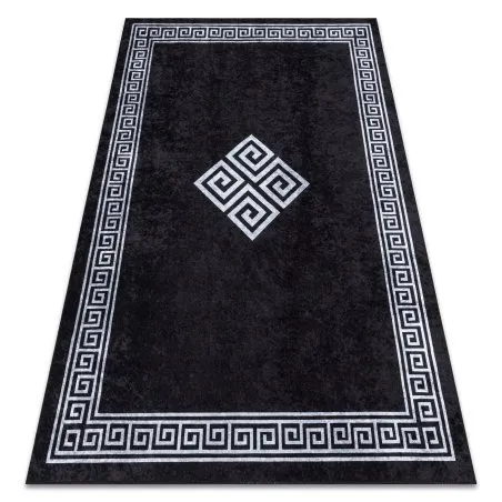Tapis lavable MIRO 52071.804 Cadre, grec antidérapant - noir / blanc
