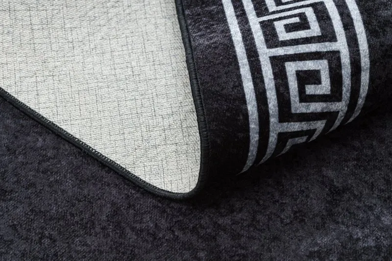Tapis lavable MIRO 52071.804 Cadre, grec antidérapant - noir / blanc