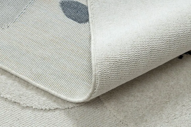 Tapis YOYO GD63 blanc / bleu foncé - Nuage, gouttes en peluche pour enfants, structurelles et sensorielles Franges