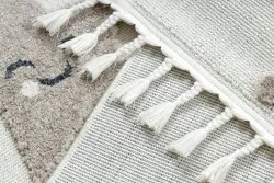 Tapis YOYO EY78 blanc / beige - Nuage, Arc-en-ciel, sensoriel pour enfants, franges