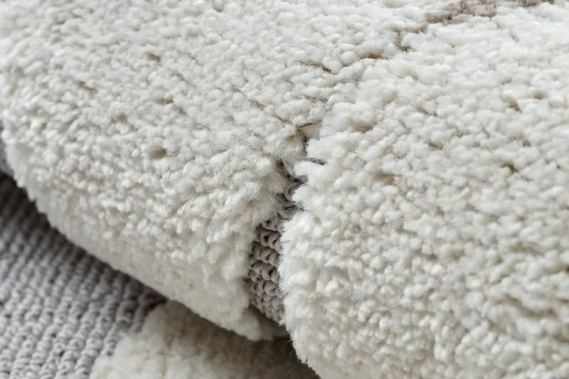 Tapis YOYO EY81 cercle gris / blanc - Ours, montagnes pour enfants, structurelles et sensorielles Franges