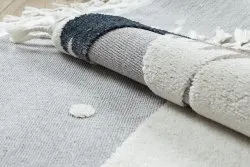 Tapis YOYO EY81 cercle gris / blanc - Ours, montagnes pour enfants, structurelles et sensorielles Franges