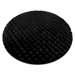 Tapis BUBBLE cercle noir 25 IMITATION DE FOURRURE DE LAPIN 3D structurel