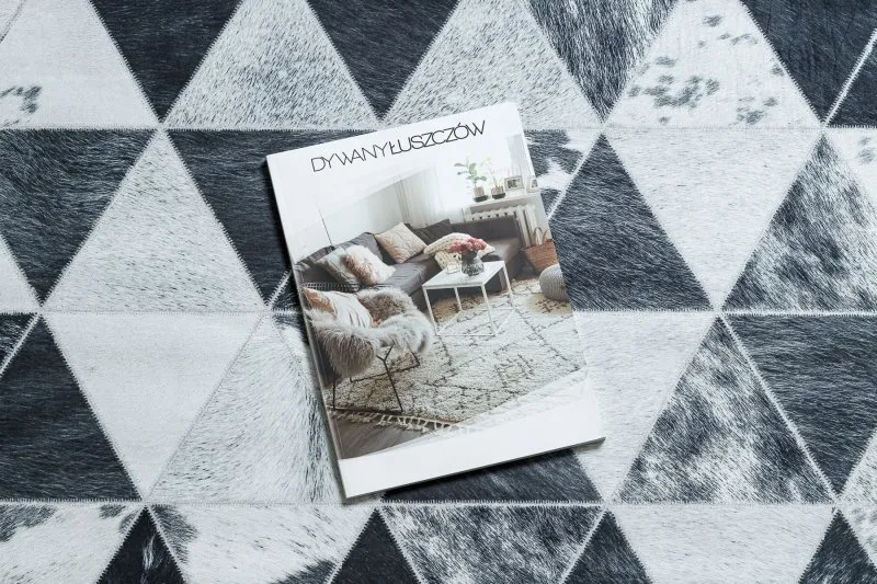 Dywan PATCHWORK 21722 szary - Skóra bydlęca, Trójkąty