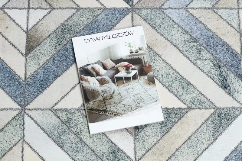 Dywan PATCHWORK 21721 beż / szary - Skóra bydlęca, geometryczny 