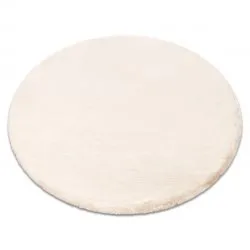 Tapis TEDDY NEW sand 52 cercle Shaggy beige très épais, en peluche