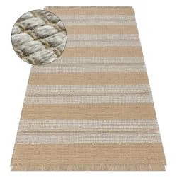 Dywan JUTE 3734 beż / szary pasy - jutowy, płaskotkany, frędzle