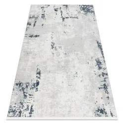 Tapis moderne DUKE 51378 crème / bleu - Béton, pierre structuré, très doux, franges