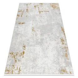 Tapis moderne DUKE 51378 crème / or - Béton, pierre structuré, très doux, franges