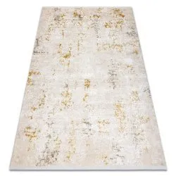 Tapis moderne DUKE 51546 crème / or - Vintage, structuré, très doux, franges