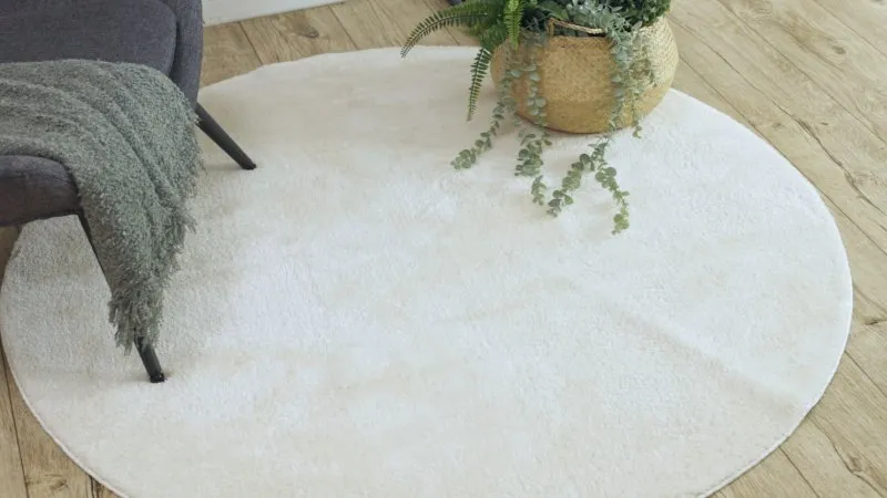 Tapis de lavage moderne LINDO cercle crème, antidérapant, shaggy