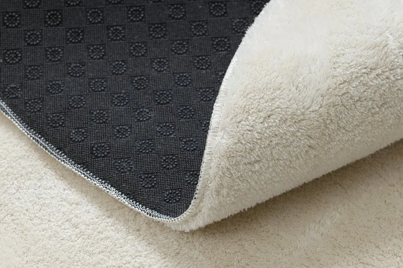 Tapis de lavage moderne LINDO cercle crème, antidérapant, shaggy