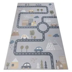 Tapis BONO 726 rue, ville gris clair / crème