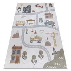 Tapis BONO 9207 des rues, ville, chantier de construction crème / gris clair