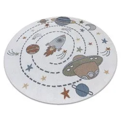 Tapis BONO 8288 cercle Espace, planètes crème / anthracite