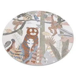 Tapis BONO 8426 cercle Jungle, animaux sauvages crème / or foncé