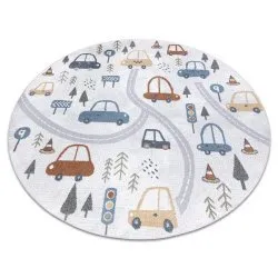 Tapis BONO 8436 cercle Voitures, rue crème / gris clair