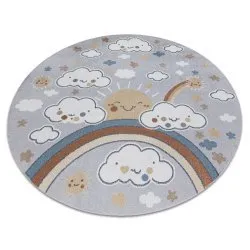 Tapis BONO 8437 cercle Des nuages, ciel, gris clair / crème