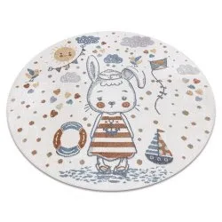 Tapis BONO 8441 cercle Lapin marin crème / bleu