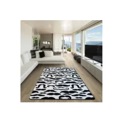 Tapis SKETCH avec motif moustache, idéal pour des intérieurs modernes