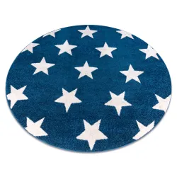 Tapis SKETCH cercle - FA68 bleu et blanc - Petites étoiles Étoiles