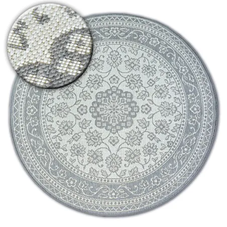 Tapis rond en sisal avec motif vitrail, idéal pour une décoration élégante