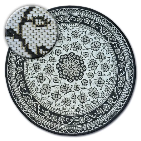 Tapis rond en sisal avec motif vitrail, parfait pour le salon