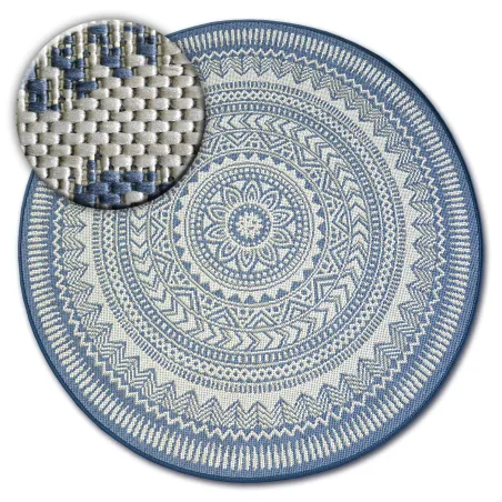 Tapis rond en sisal, motif coloré, idéal pour le salon