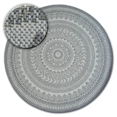 Tapis rond en sisal gris, idéal pour une décoration intérieure contemporaine