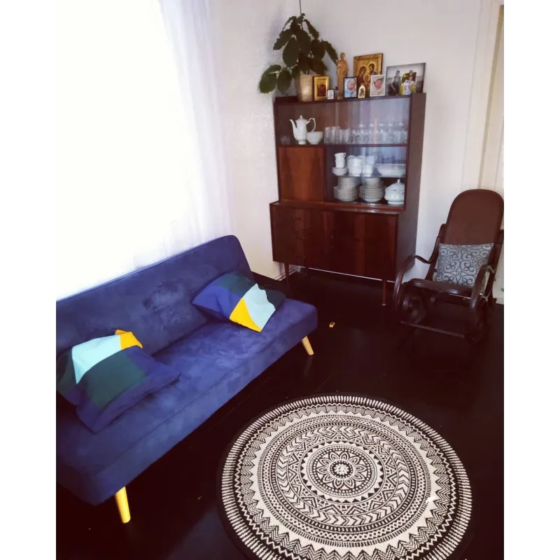 Tapis rond en fibres naturelles, doux au toucher